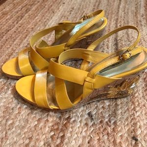 Yellow wedge sandals. Worn a few times but in good condition. Size 10.